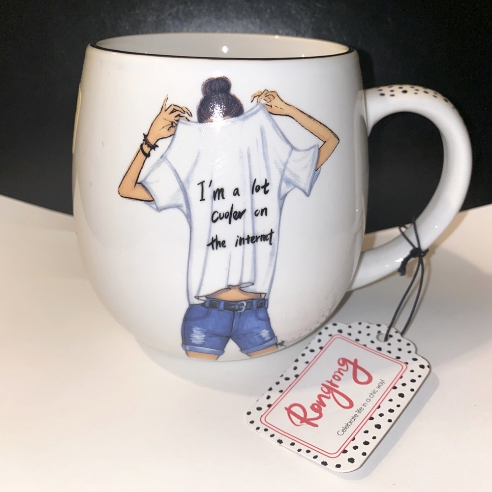 “I’m a lot cooler on the internet” ceramic mug